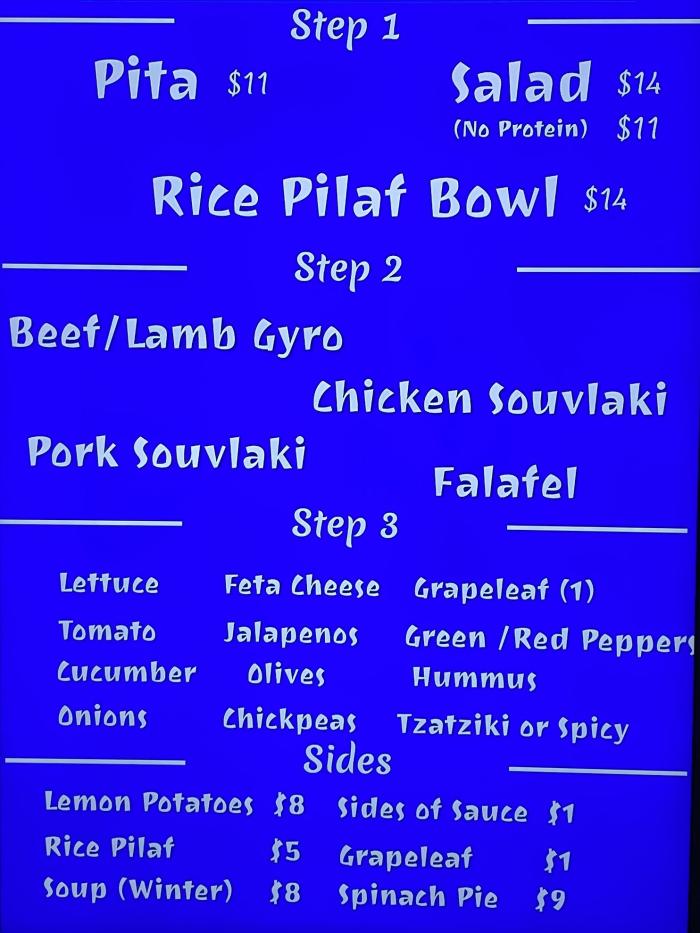menu for ADK Greek Kitchen Lake Placid, NY
